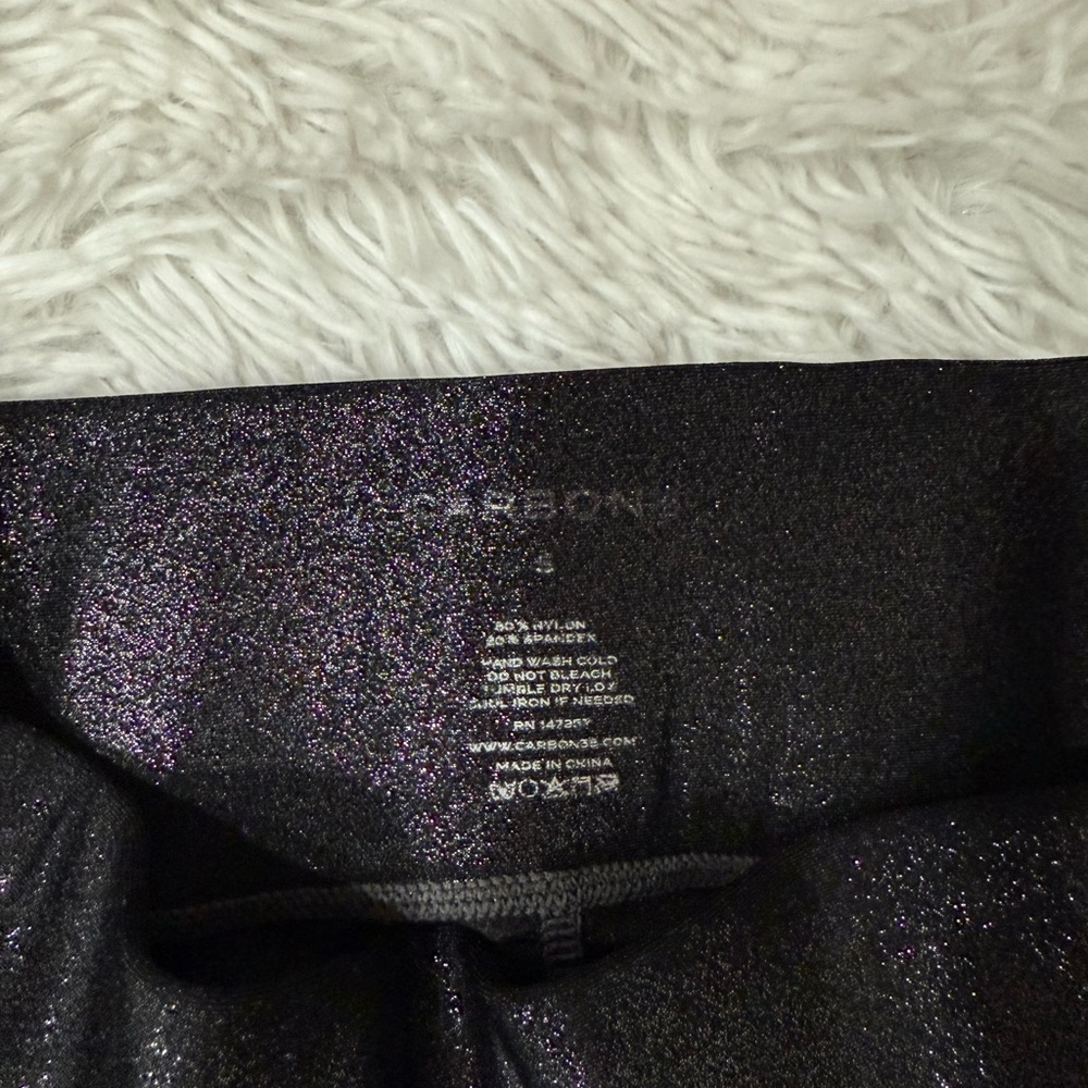 Carbon38 Black Shimmer Moto Leggings - Picture 8 of 16
